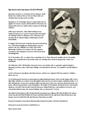 A preview of a PDF biography for Clearwater, Desmond